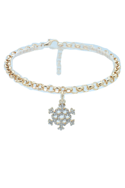 Brand New Women Gold Metal Chain Boot Bracelet Anklet Snowflake Shoe Bling Charm Jewelry