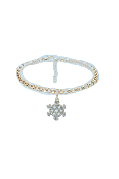 Brand New Women Gold Metal Chain Boot Bracelet Anklet Snowflake Shoe Bling Charm Jewelry