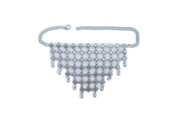Brand New Women Silver Metal Chain Boot Bracelet Shoe Flower Net Charm Western Anklet Bell