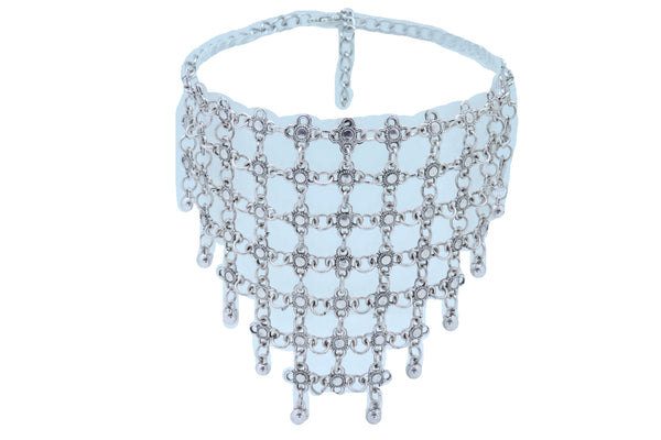 Women Silver Metal Chain Boot Bracelet Shoe Flower Net Charm Western Anklet Bell Adjustable Band Size