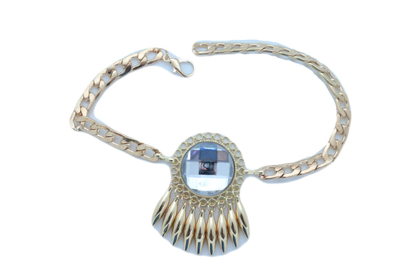 Women Gold Metal Boot Chain Bracelet Shoe Anklet Bling Sun Flower Shiny Charm One Size