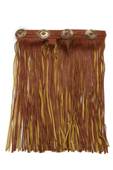 Women Brown Skirt Faux Leather Wrap Around Fashion Belt Concho Charms Size S M