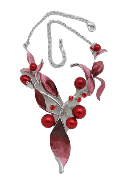 Brand New Women Silver Metal Boot Chain Bracelet Western Shoe Charm Jewelry Hot Red Flower