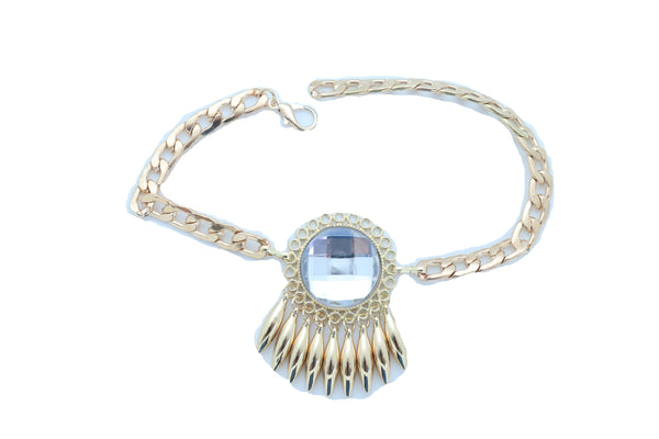 Women Gold Metal Boot Chain Bracelet Shoe Anklet Bling Sun Flower Shiny Charm One Size