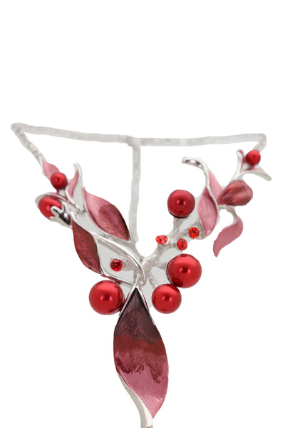 Brand New Women Silver Metal Boot Chain Bracelet Western Shoe Charm Jewelry Hot Red Flower