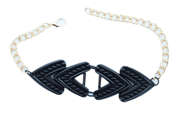 Women Gold Boot Chain Bracelet Western Shoe Black Arrow Retro Style Charm Anklet One Size