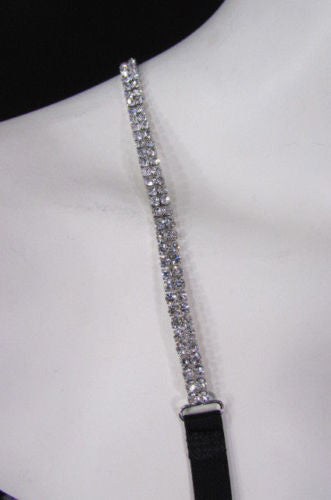 New Women Fashion Decorative Accessories Lingerie Bra Straps Silver Rhinestones