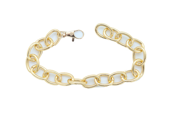 Women Gold Metal Chunky Chain Thick Links Boot Bracelet Shoe Band Anklet Strap Adjustable Size