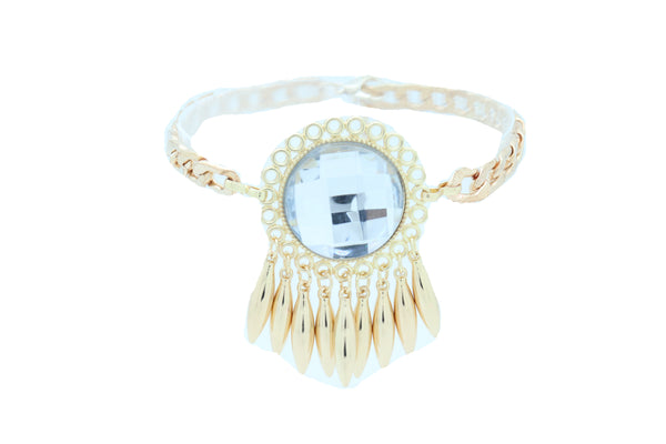 Women Gold Metal Boot Chain Bracelet Shoe Anklet Bling Sun Flower Shiny Charm One Size