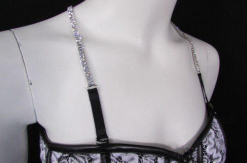 New Women Fashion Decorative Accessories Lingerie Bra Straps Silver Rhinestones