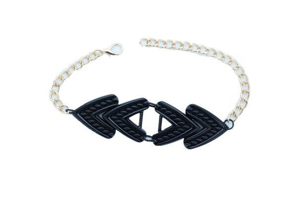Women Gold Boot Chain Bracelet Western Shoe Black Arrow Retro Style Charm Anklet One Size