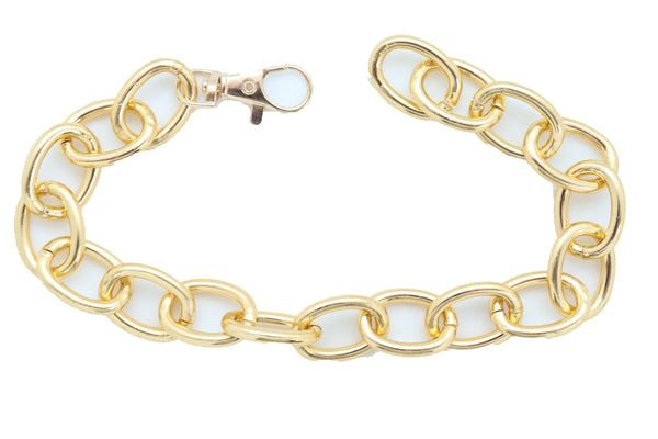 Women Gold Metal Chunky Chain Thick Links Boot Bracelet Shoe Band Anklet Strap Adjustable Size