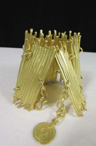 Gold Silver Metal Wide Elastic Stretch Bracelet Bamboo Plates New Women Fashion Jewelry Accessories - alwaystyle4you - 11