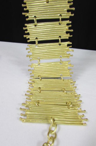 Gold Silver Metal Wide Elastic Stretch Bracelet Bamboo Plates New Women Fashion Jewelry Accessories - alwaystyle4you - 13