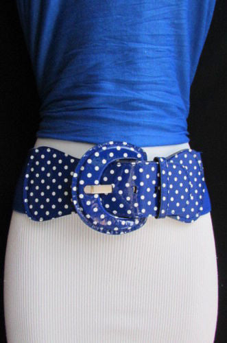 Black Blue Blue Royal Red White Low Hip / High Waist Stretch Wide Elastic White Polka Dots Stretch Belt New Women Fashion Accessories - alwaystyle4you - 25