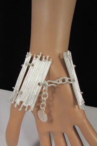 Gold Silver Metal Wide Elastic Stretch Bracelet Bamboo Plates New Women Fashion Jewelry Accessories - alwaystyle4you - 23
