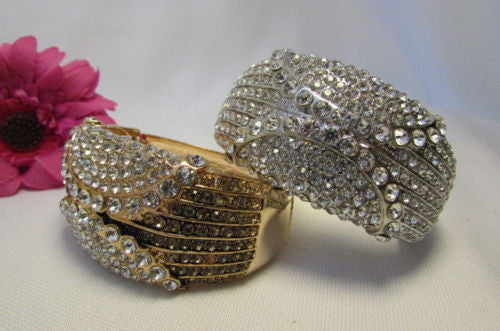 Gold / Silver Metal Retro Bracelet Cuff Multi Rhinestones New Women Fashion Jewelry Accessories - alwaystyle4you - 1