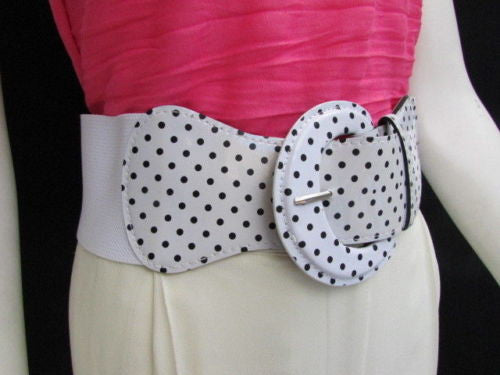 Black Blue Blue Royal Red White Low Hip / High Waist Stretch Wide Elastic White Polka Dots Stretch Belt New Women Fashion Accessories - alwaystyle4you - 49