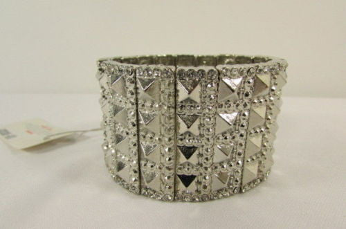 Silver Metal Elastic Bracelet Pyramid Punk Rocker Fashion New Women Jewelry Accessories - alwaystyle4you - 9