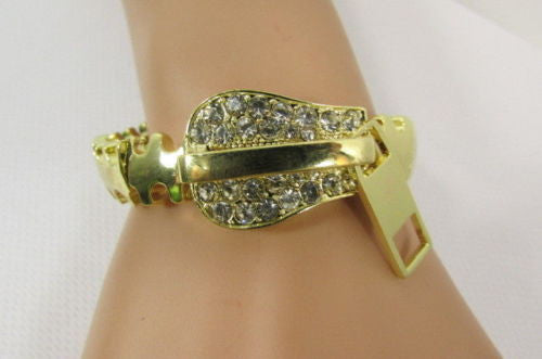 Gold Metal Thin Bracelet Big Zipper Silver Rhinestones New Women Fashion Jewelry Accessories - alwaystyle4you - 9