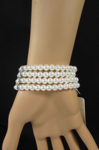 Black Cream / Pewter Black Imitation Pearl Beads Elastic Bracelet New Women Fashion Jewelry Accessories - alwaystyle4you - 31