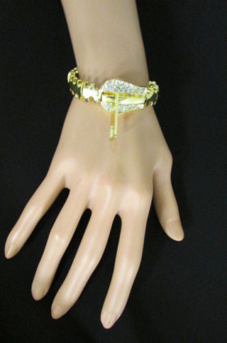 Gold Metal Thin Bracelet Big Zipper Silver Rhinestones New Women Fashion Jewelry Accessories - alwaystyle4you - 11