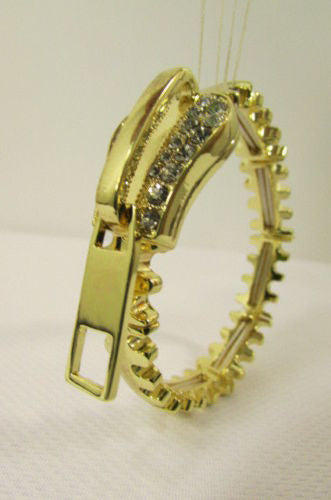 Gold Metal Thin Bracelet Big Zipper Silver Rhinestones Women Fashion Jewelry Accessories - alwaystyle4you - 1