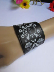 Black Faux Leather White Skull Bracelet Motorcycle Punk Rock Style  New Women Fashion Jewelry Accessories - alwaystyle4you - 2