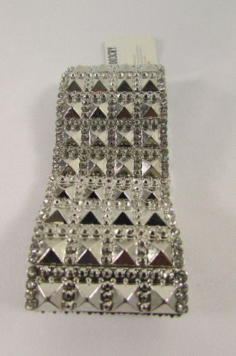 Silver Metal Elastic Bracelet Pyramid Punk Rocker Fashion New Women Jewelry Accessories - alwaystyle4you - 12