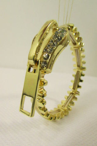 Gold Metal Thin Bracelet Big Zipper Silver Rhinestones New Women Fashion Jewelry Accessories - alwaystyle4you - 1