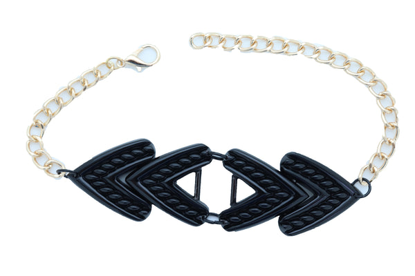 Women Gold Boot Chain Bracelet Western Shoe Black Arrow Retro Style Charm Anklet One Size