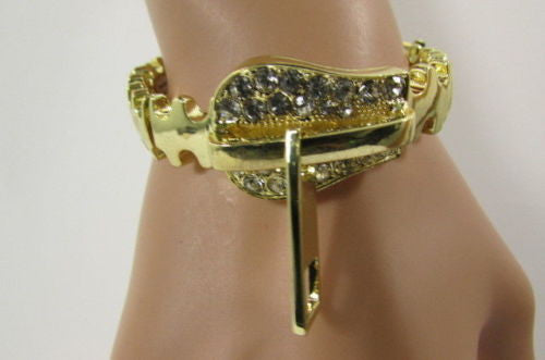 Gold Metal Thin Bracelet Big Zipper Silver Rhinestones New Women Fashion Jewelry Accessories - alwaystyle4you - 2
