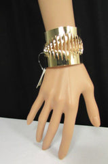 Gold Thin Metal Cuff Bracelet Cut Out Fans Shapes New Women Fashion Jewelry Accessories - alwaystyle4you - 3