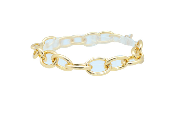 Women Gold Metal Chunky Chain Thick Links Boot Bracelet Shoe Band Anklet Strap Adjustable Size