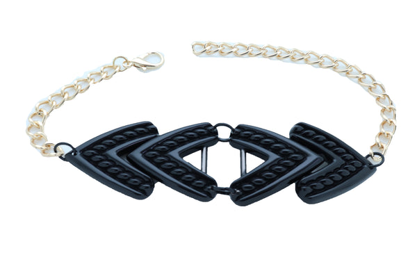 Women Gold Boot Chain Bracelet Western Shoe Black Arrow Retro Style Charm Anklet One Size