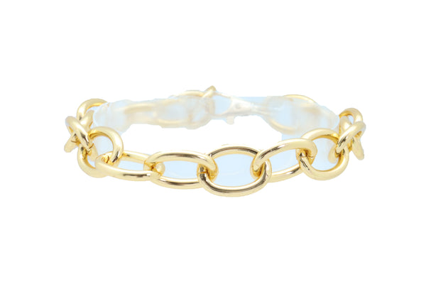 Women Gold Metal Chunky Chain Thick Links Boot Bracelet Shoe Band Anklet Strap Adjustable Size