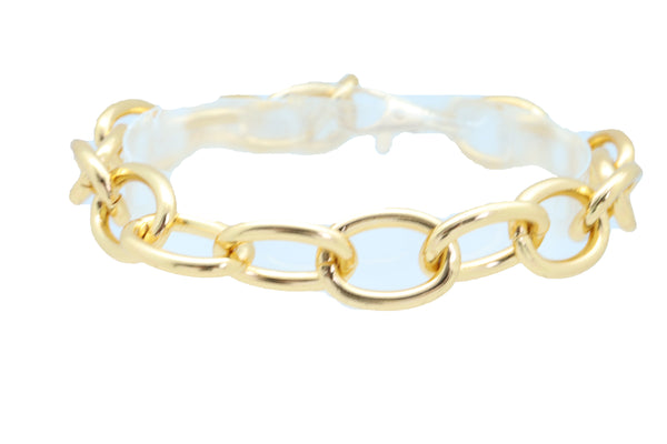 Women Gold Metal Chunky Chain Thick Links Boot Bracelet Shoe Band Anklet Strap Adjustable Size