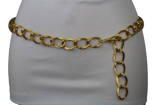 Hot Women Gold Thick Metal Chain Chunky Links Fashion Belt Hip Waist Plus M L XL