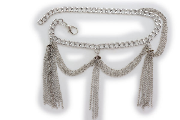 Brand New Women Silver Metal Chain Boot Bracelet Anklet Shoe Side Wave Tassel Fringe Charm Bling