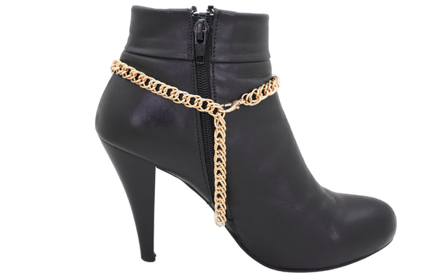 Brand New Women Gold Metal Boot Chain Bracelet Shoe Charm Jewelry Bling Skeleton Skull