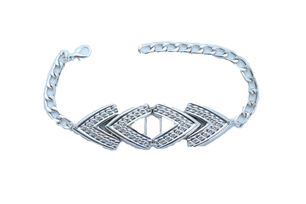 New Women Silver Metal Chain Western Boot Bracelet Shoe Anklet Arrow Charm Jewelry One Size