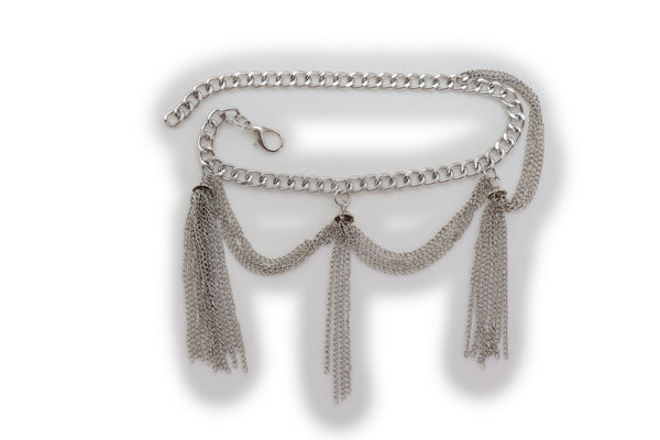 Brand New Women Silver Metal Chain Boot Bracelet Anklet Shoe Side Wave Tassel Fringe Charm Bling