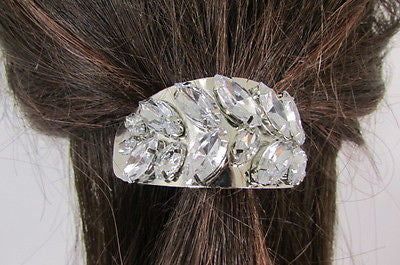 Sexy Women Silver Metal Ponytail Holder Silver Rhinestones Fashion Hair Jewelry - alwaystyle4you - 3