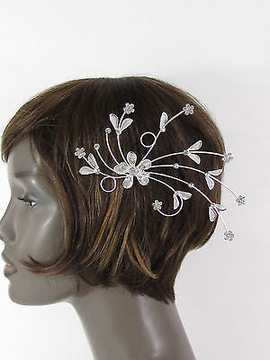Women Silver Metal Big Flowers Leaf Rhinestone Large Head Fashion Jewelry - alwaystyle4you - 1