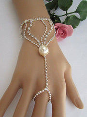 New Women Silver Thin Fashion Hand Chain Bracelet Slave To Ring Wide Net Wrist - alwaystyle4you - 10