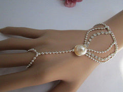 New Women Silver Thin Fashion Hand Chain Bracelet Slave To Ring Wide Net Wrist - alwaystyle4you - 1