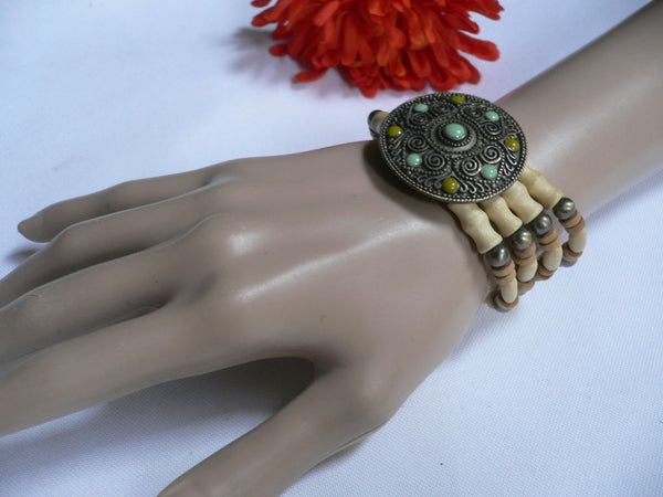 Beige Brown Wood Cream / Brown Bracelet Gold Dots Beads Native Style Fashion New Women Jewelry Accessories - alwaystyle4you - 14