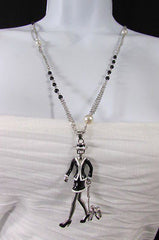 New Women Silver Metal Chains Fashion Necklace Big 60'S Lady Walking Dog Pendant - alwaystyle4you - 4