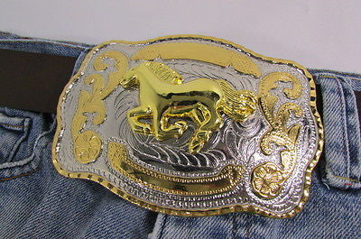 New Belt Buckle 5.5"/4" Big Gold Rodeo Horse Large Silver Metal Western Rodeo Fashion Belt Buckle 3D Texas - alwaystyle4you - 6