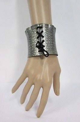 Silver Metal Bracelet Snake Stamp Corset Black Tie Women Fashion Jewelry Accessories - alwaystyle4you - 1
